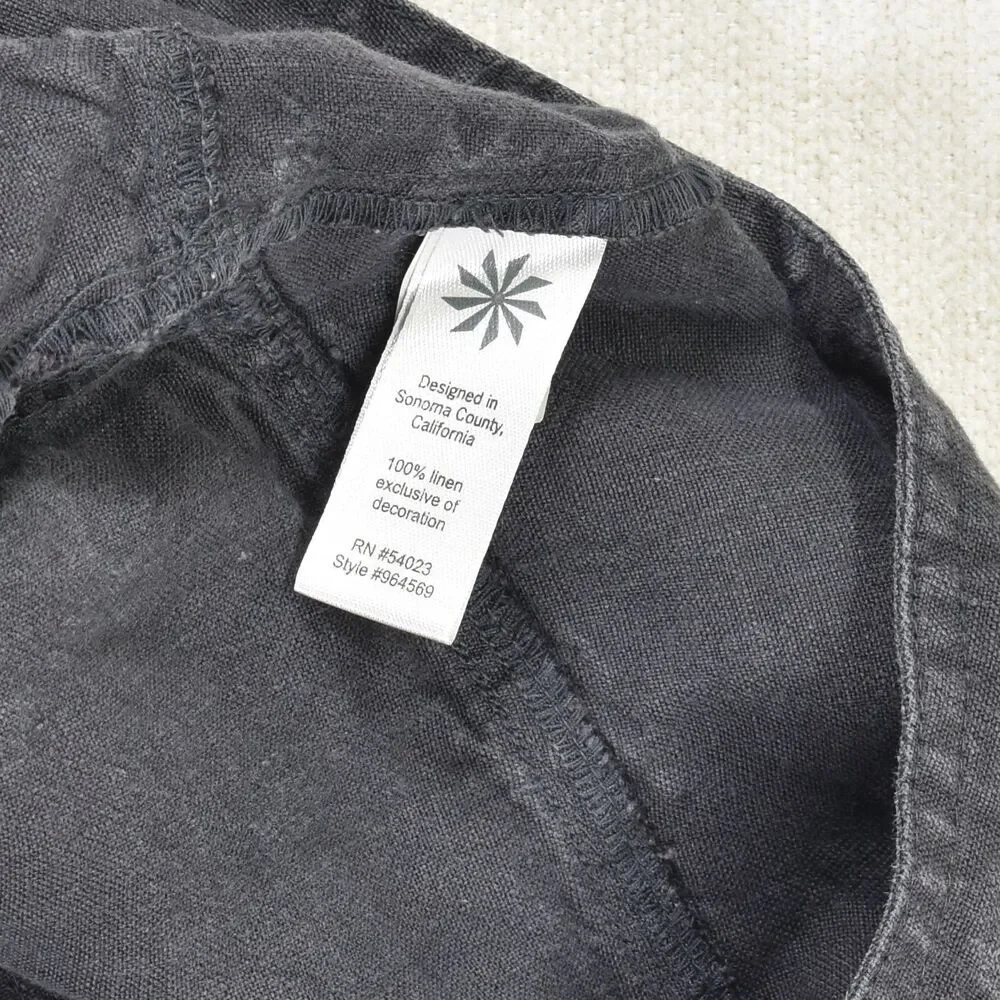 Athleta Linen A-Line Flare Skirt Size 8 Faded Black Drawstring Casual Summer